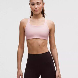 Lululemon Ultralu Square Neck Workout Bra Pink Size 8 With Padding Like New